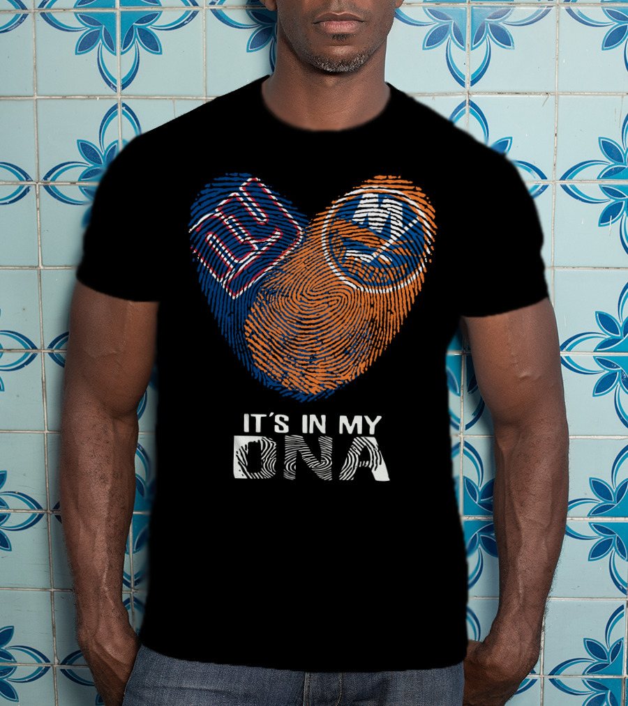 Giants Islanders It's In My DNA Fingerprint Heart T-Shirt