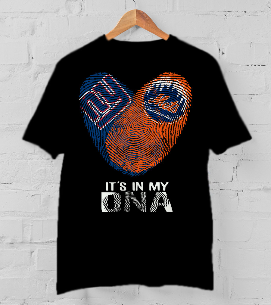 Giants Mets Fingerprint Heart It's In My Dna T-Shirt