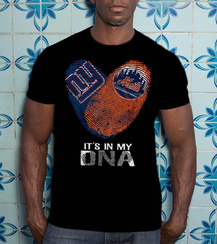 Giants Mets Fingerprint Heart It's In My Dna T-Shirt