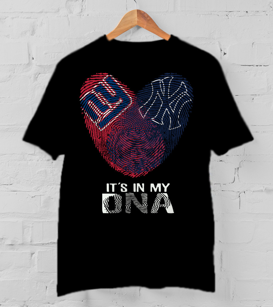 Giants Yankees It's In My DNA Fingerprint Heart T-Shirt