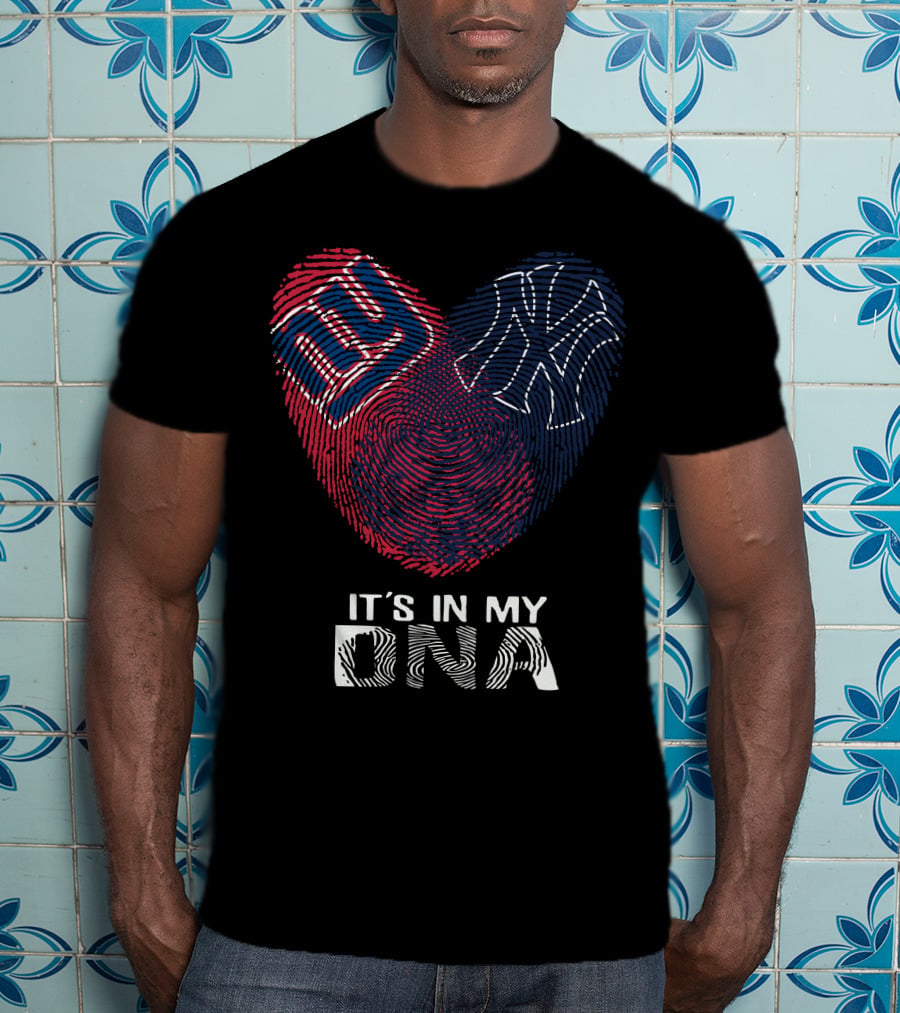 Giants Yankees It's In My DNA Fingerprint Heart T-Shirt