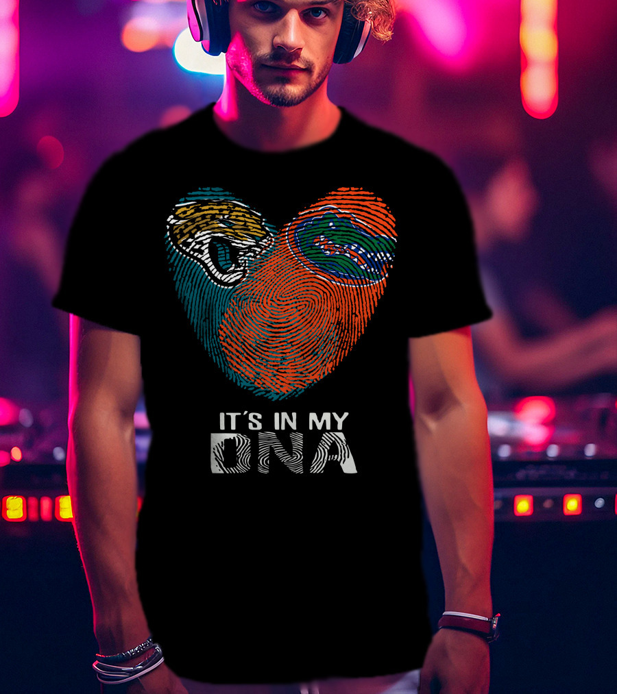 Jaguars Gators It's In My DNA Fingerprint Heart T-Shirt