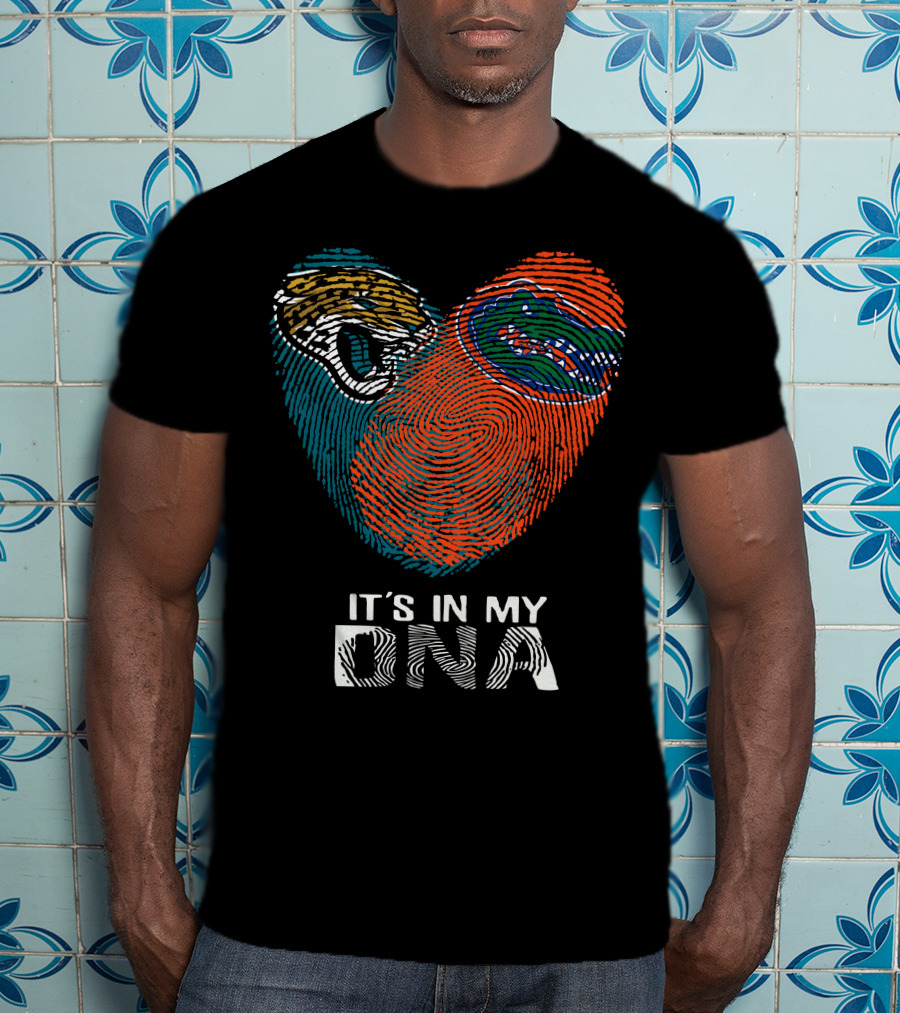 Jaguars Gators It's In My DNA Fingerprint Heart T-Shirt