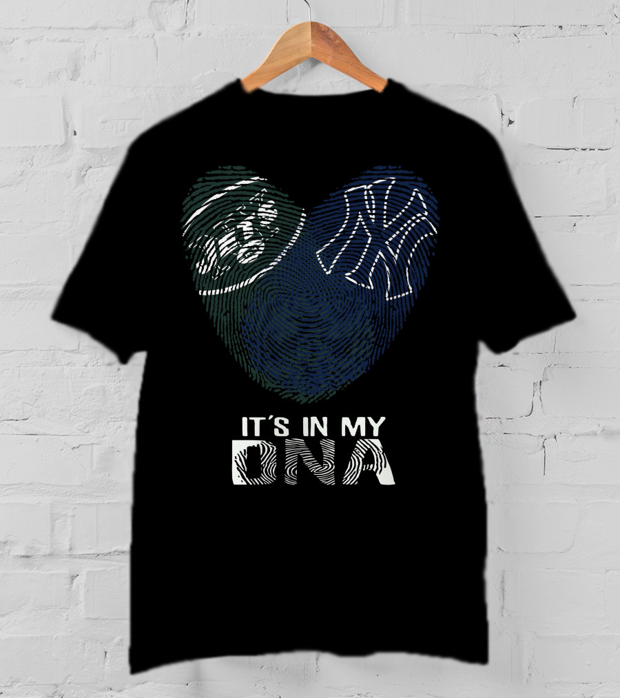 Jets Yankees Heart Fingerprint It's In My Dna T-Shirt