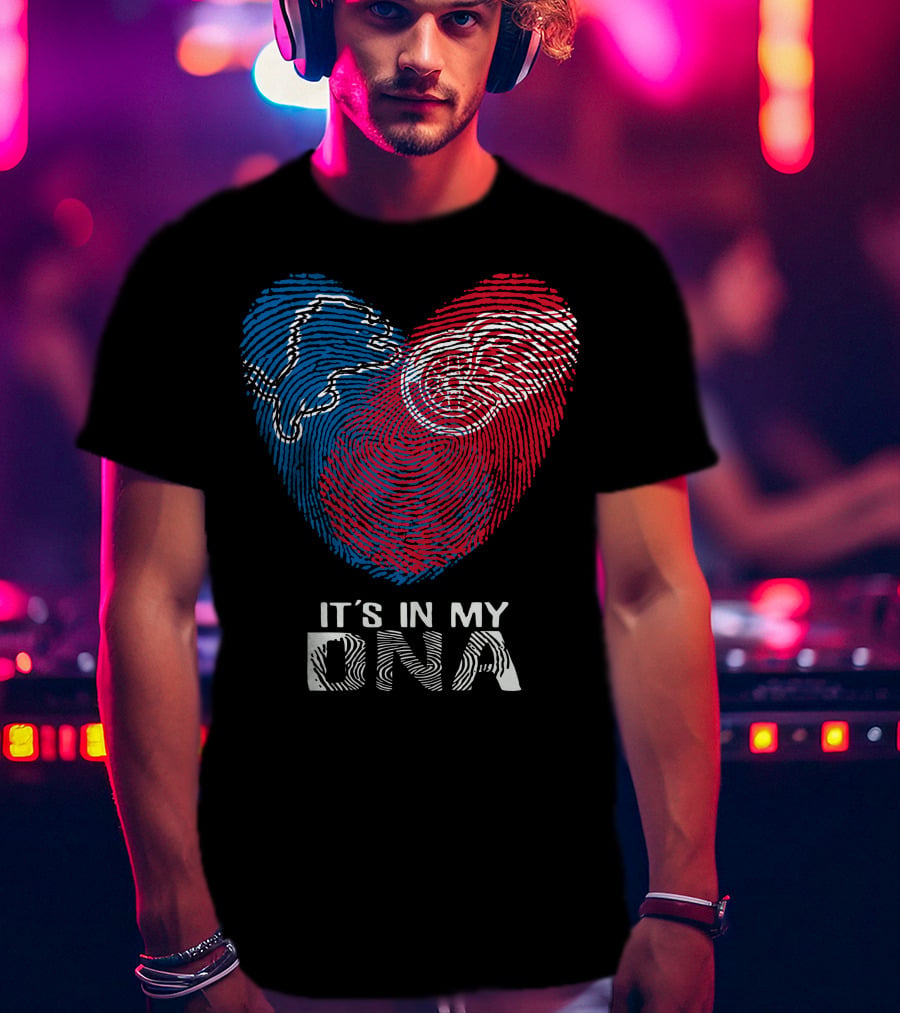 Lions Red Wings Heart It's In My DNA T-Shirt