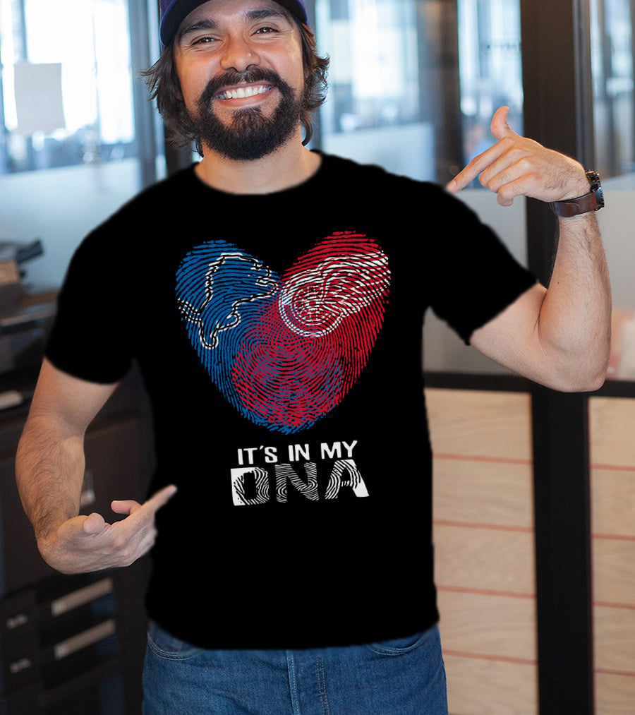 Lions Red Wings Heart It's In My DNA T-Shirt
