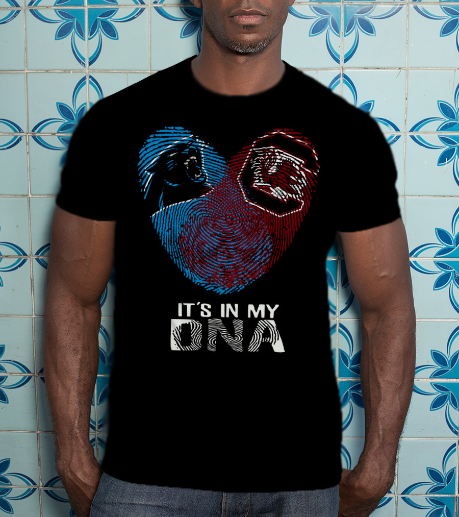 Panthers Gamecocks Fingerprint Heart It's In My Dna T-Shirt