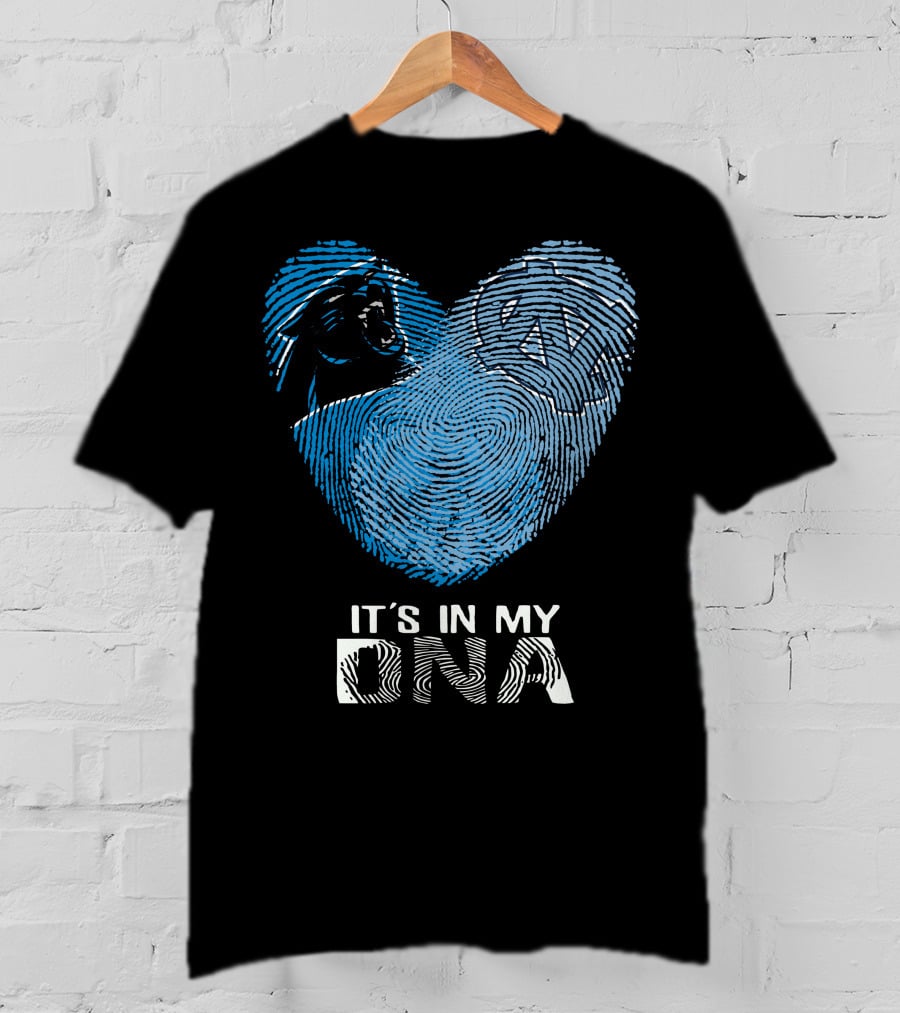 Panthers Tar Heels It's In My Dna Fingerprint Heart T-Shirt