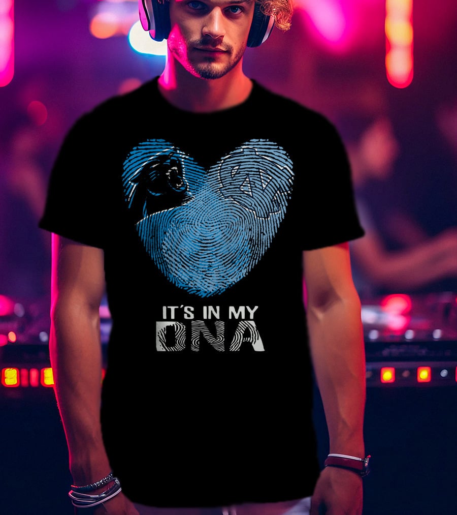 Panthers Tar Heels It's In My Dna Fingerprint Heart T-Shirt