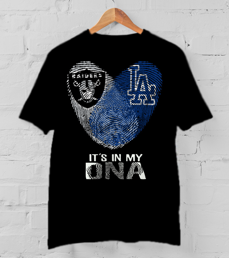 Raiders Dodgers Fingerprint It's In My DNA T-Shirt
