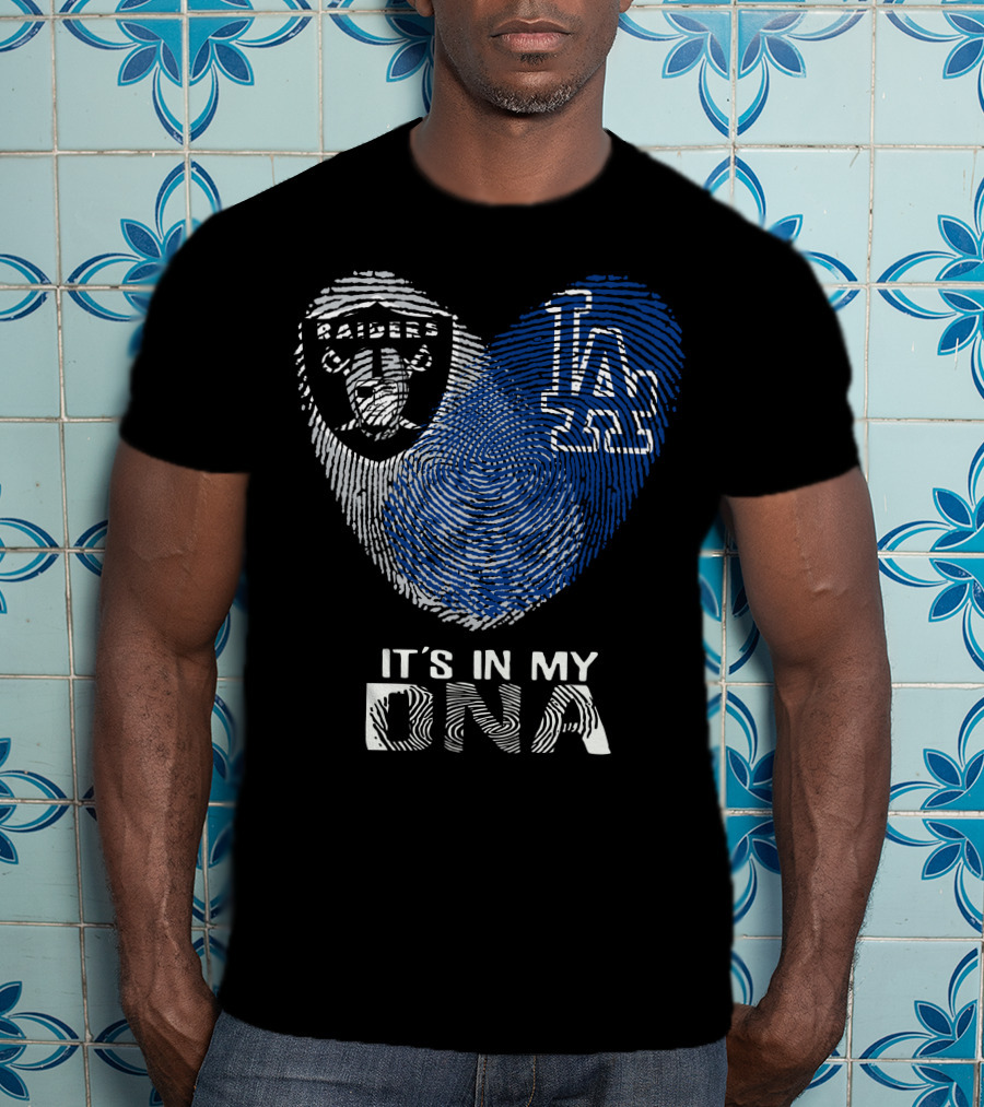 Raiders Dodgers Fingerprint It's In My DNA T-Shirt