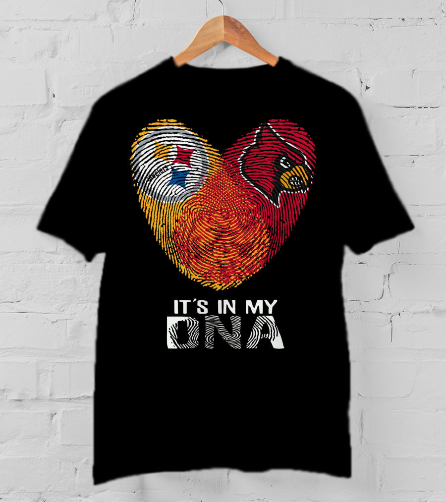 Steelers Cardinals It's In My Dna Football Team Pride Fingerprint T-Shirt