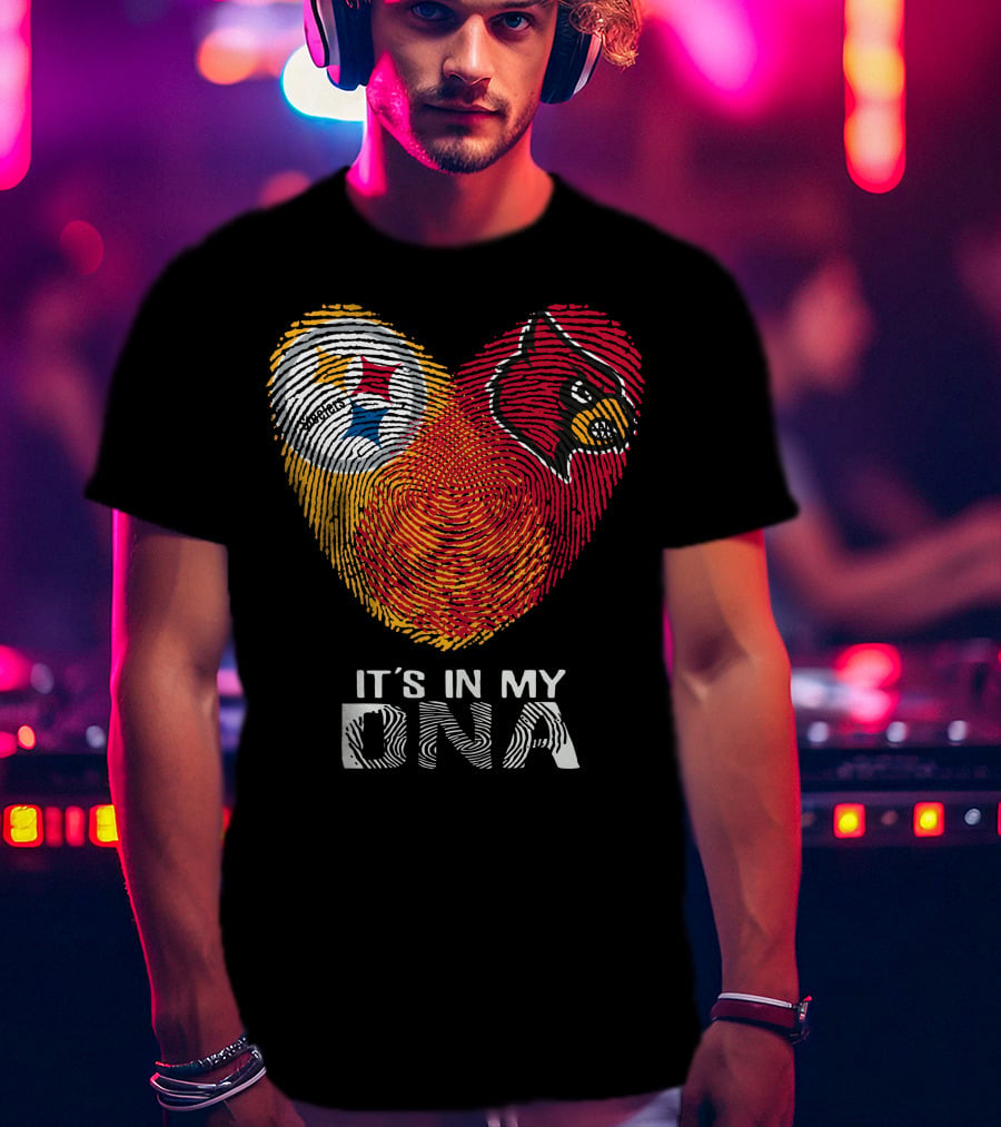 Steelers Cardinals It's In My Dna Football Team Pride Fingerprint T-Shirt