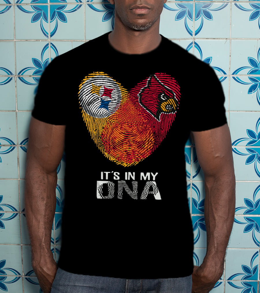 Steelers Cardinals It's In My Dna Football Team Pride Fingerprint T-Shirt