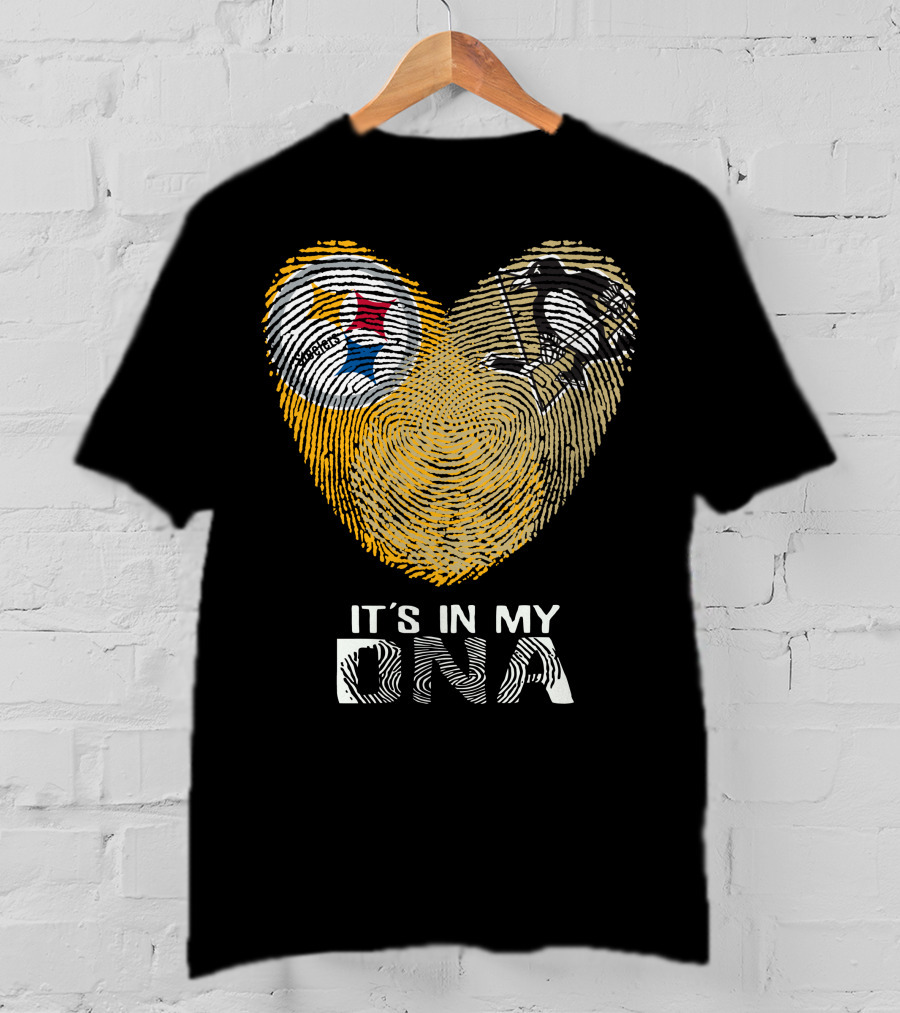 Steelers Penguins Heart It's In My Dna Fingerprint T-Shirt