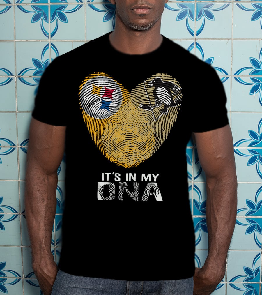 Steelers Penguins Heart It's In My Dna Fingerprint T-Shirt