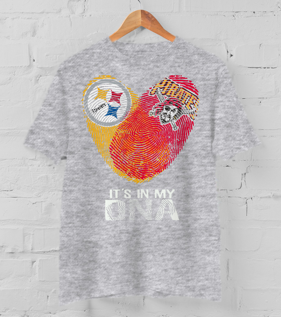Steelers Pirates It's In My Dna Fingerprint Heart T-Shirt