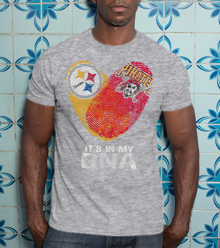 Steelers Pirates It's In My Dna Fingerprint Heart T-Shirt