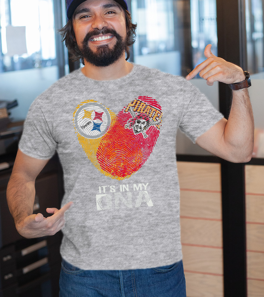 Steelers Pirates It's In My Dna Fingerprint Heart T-Shirt