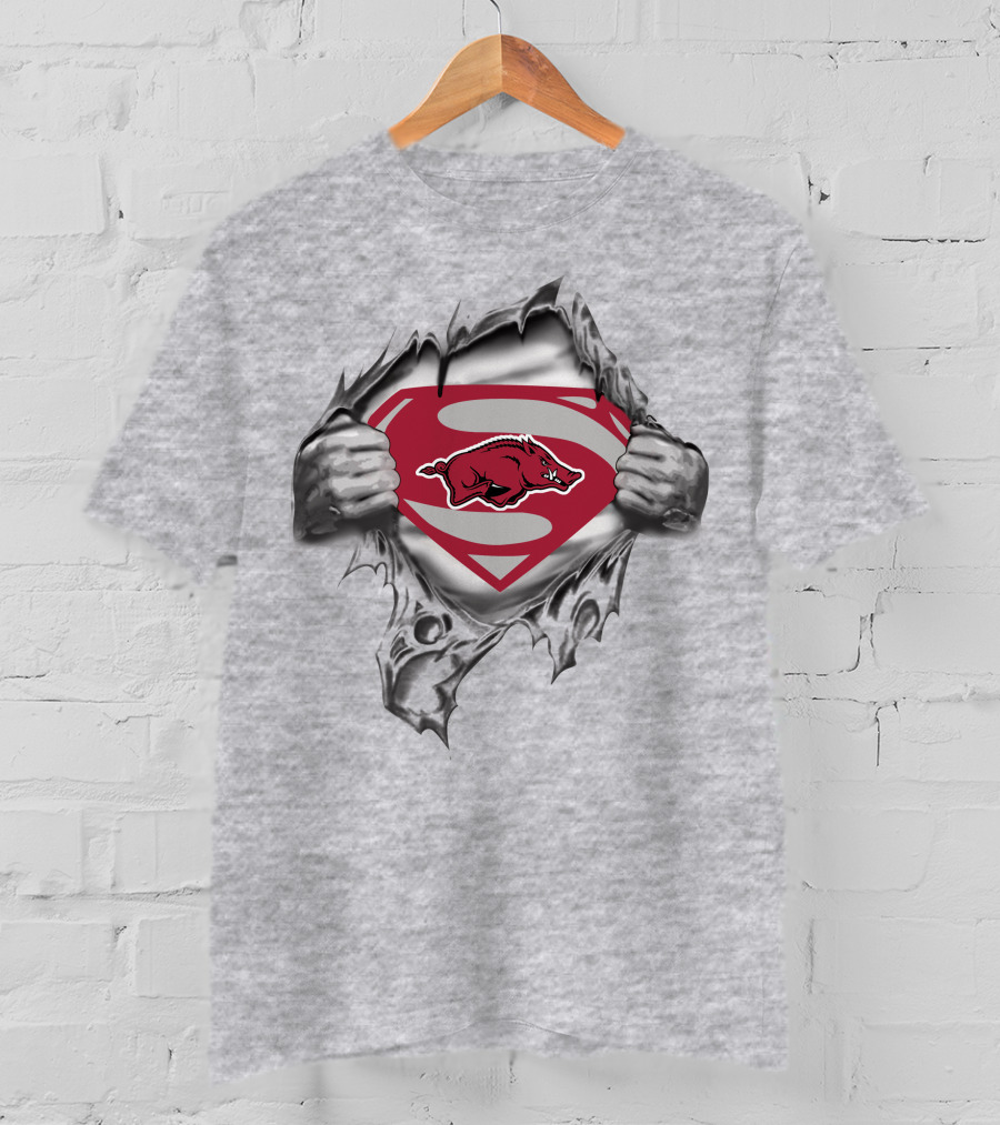 Arkansas Razorbacks Superman Logo Tear T-Shirt