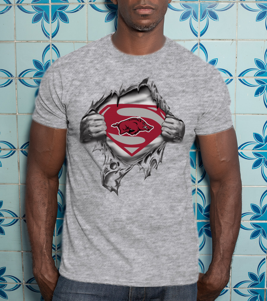 Arkansas Razorbacks Superman Logo Tear T-Shirt
