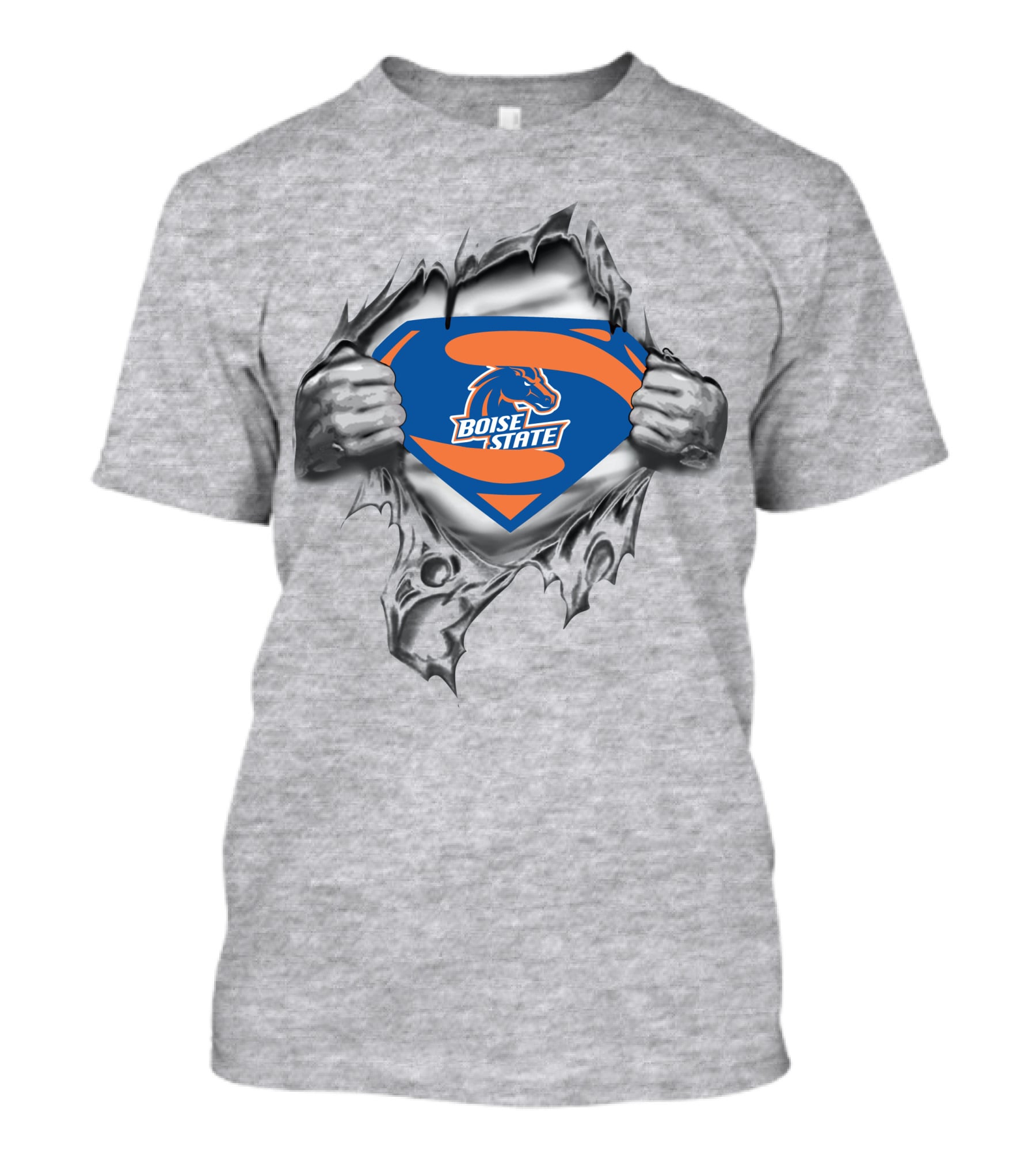 Boise State Horse Logo Ripped Chest Super Emblem T-Shirt