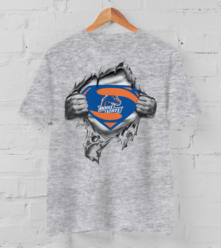 Boise State Horse Logo Ripped Chest Super Emblem T-Shirt