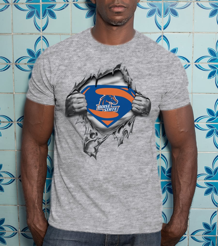 Boise State Horse Logo Ripped Chest Super Emblem T-Shirt