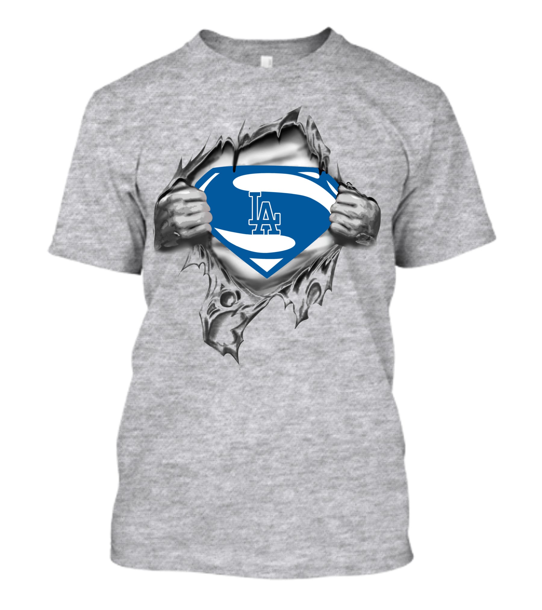 Los Angeles Dodgers Superman Logo Ripped Chest T-Shirt