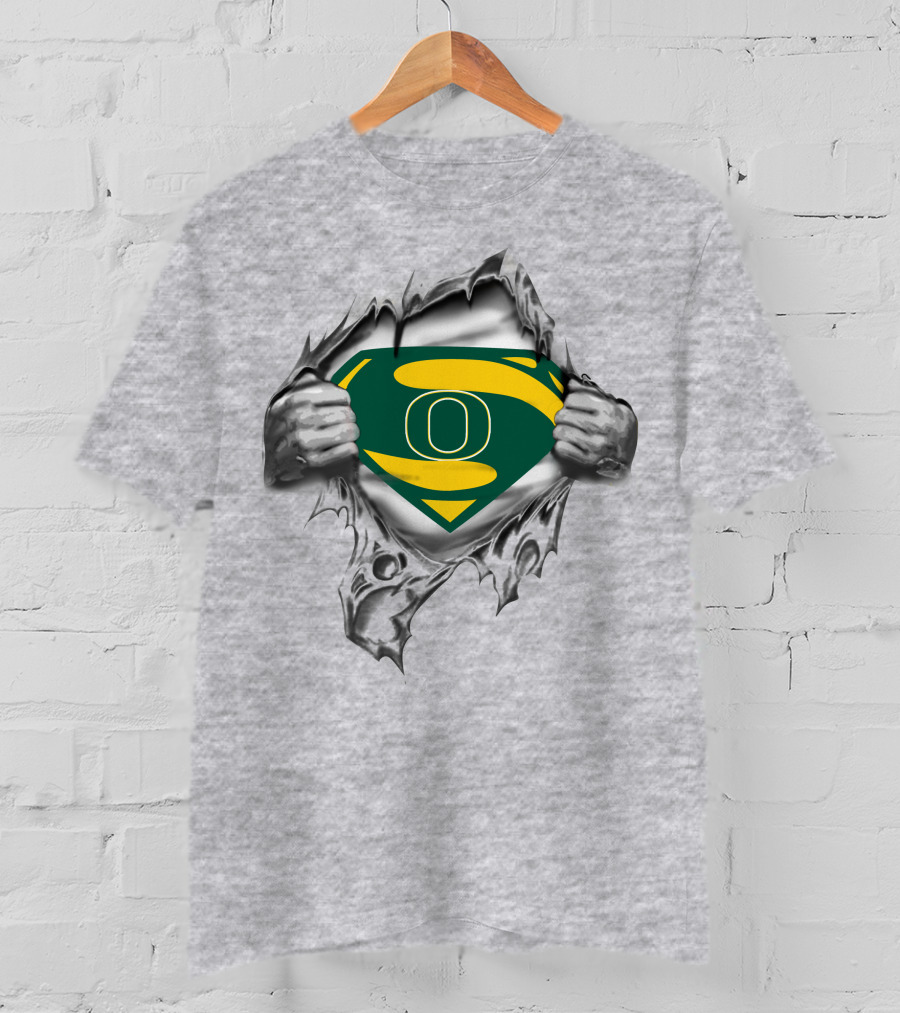 Oregon Ducks Superman Logo Rip T-Shirt