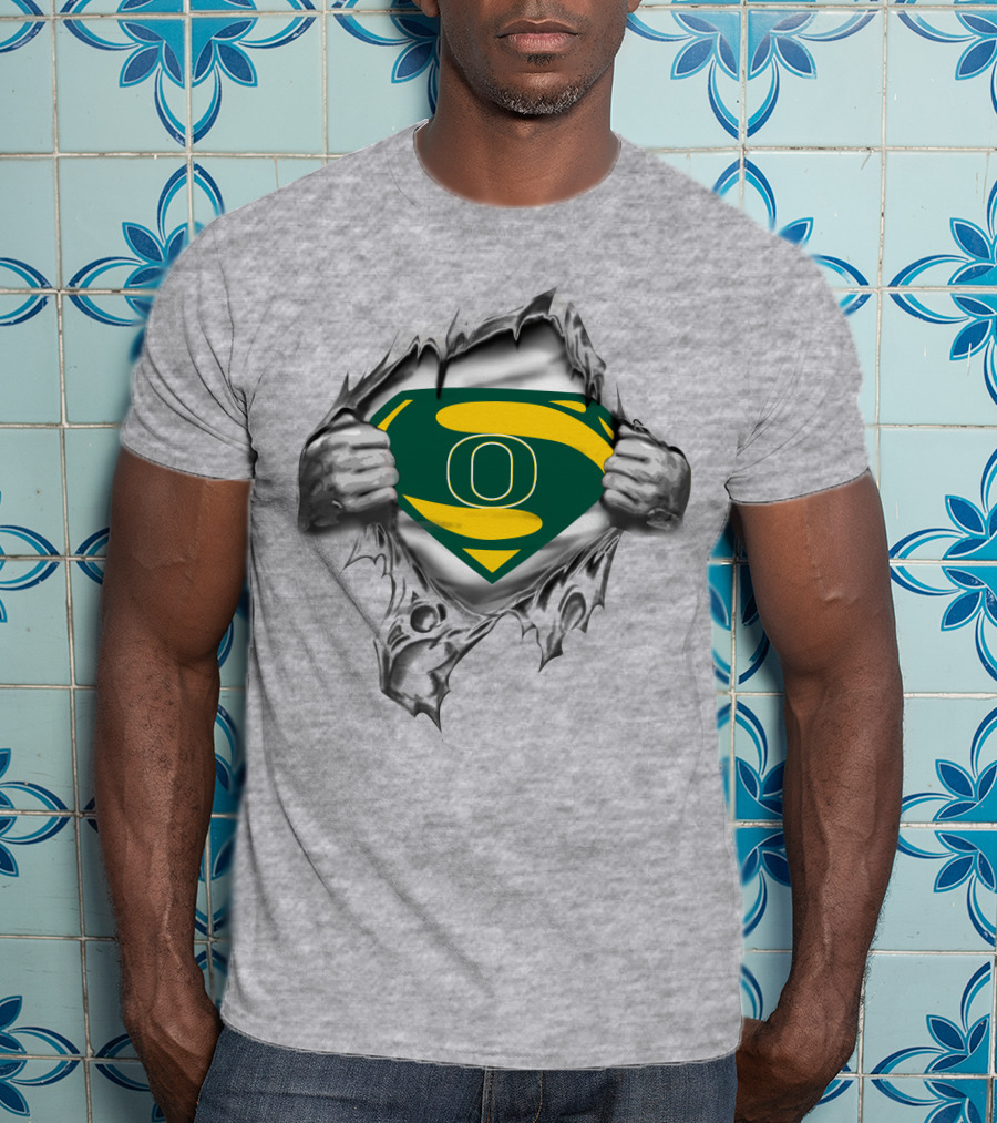 Oregon Ducks Superman Logo Rip T-Shirt
