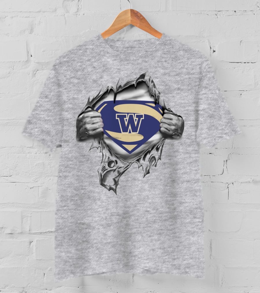 Husky Super Man W Logo Emblem Rip T-Shirt