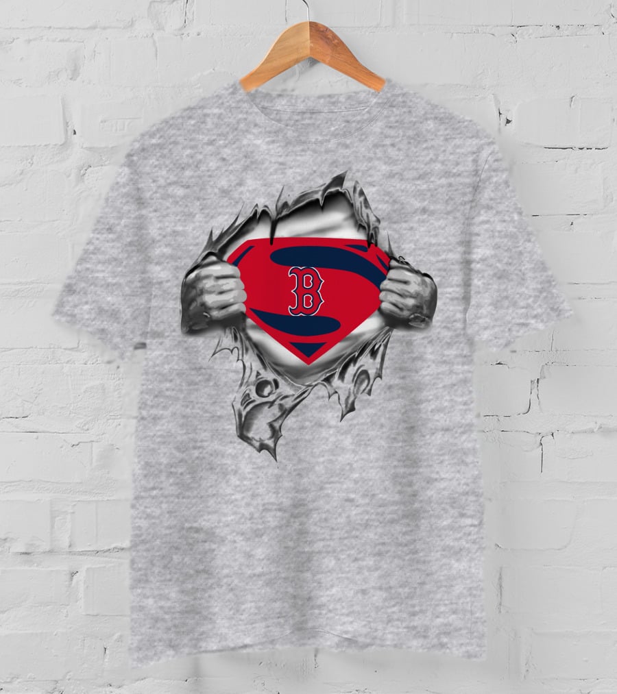 Redsox Superman Logo Tear Reveal T-Shirt