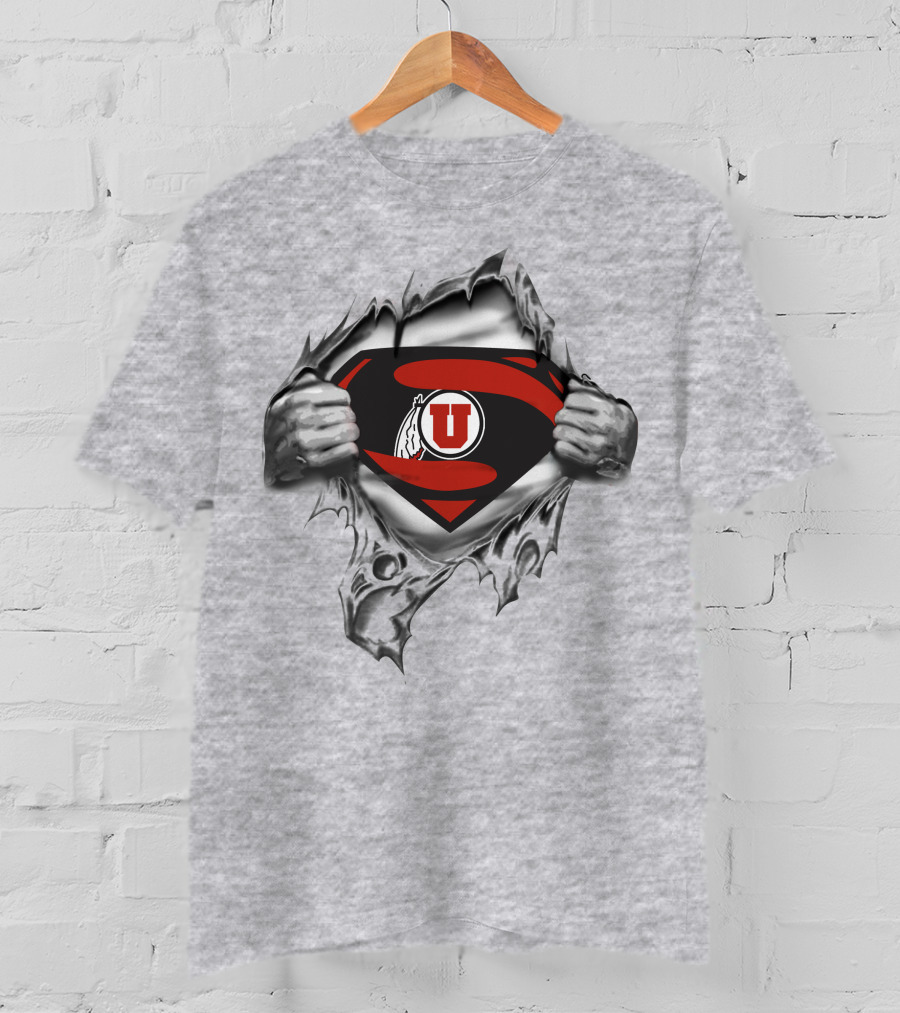 Utah Utes Superman Logo With Ripping Chest T-Shirt