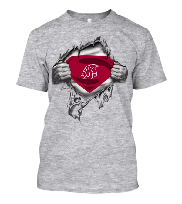 Washington State Super Man Cougar Logo Shield T-Shirt