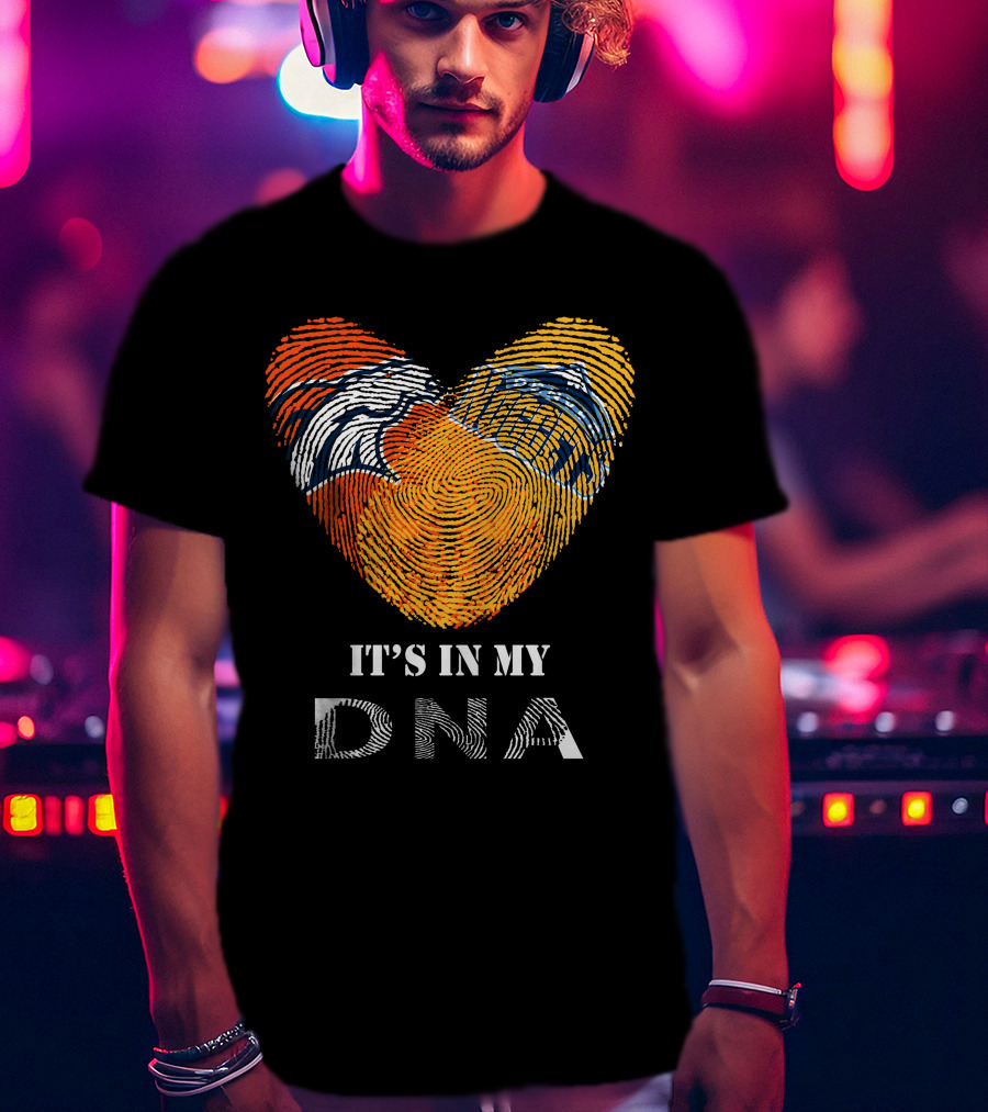Broncos Nuggets Fingerprint Heart It's In My DNA T-Shirt
