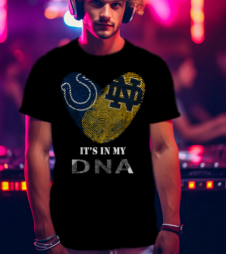 Colts Notre Dame Fingerprint Heart It's In My DNA T-Shirt