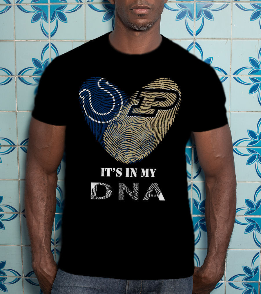 Colts Purdue It's In My DNA Football Fingerprint T-Shirt