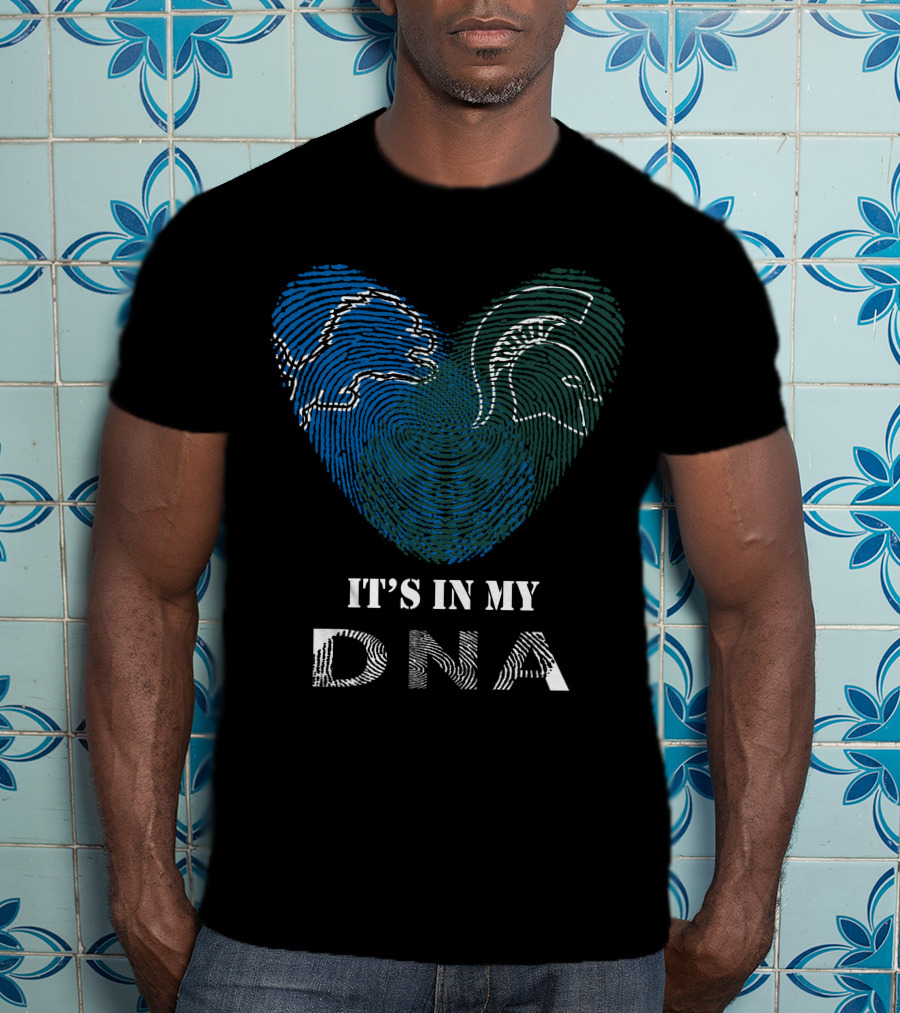 Lions Spartans It's In My DNA Fingerprint Heart T-Shirt
