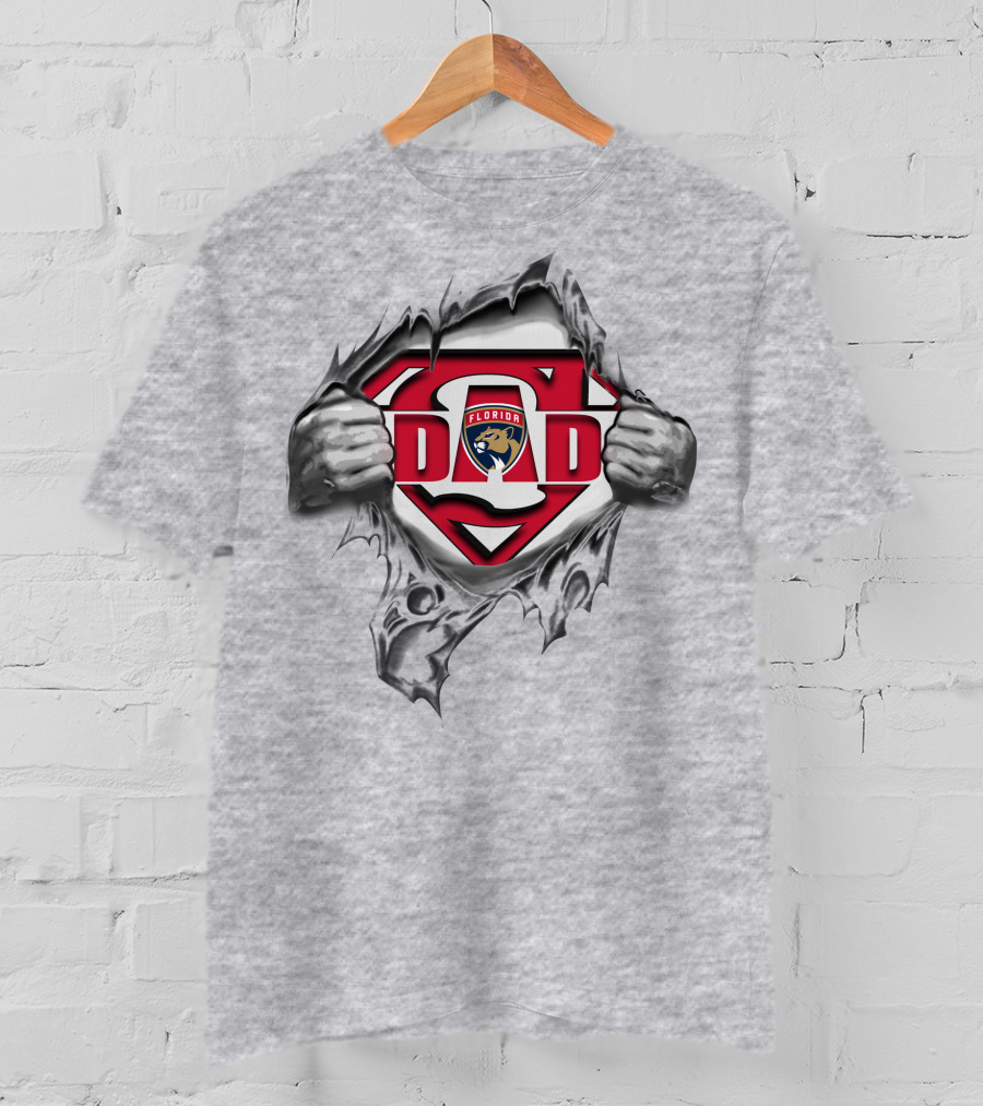 Florida Panthers Super Dad Superman Logo With Hands Peeling Open T-Shirt
