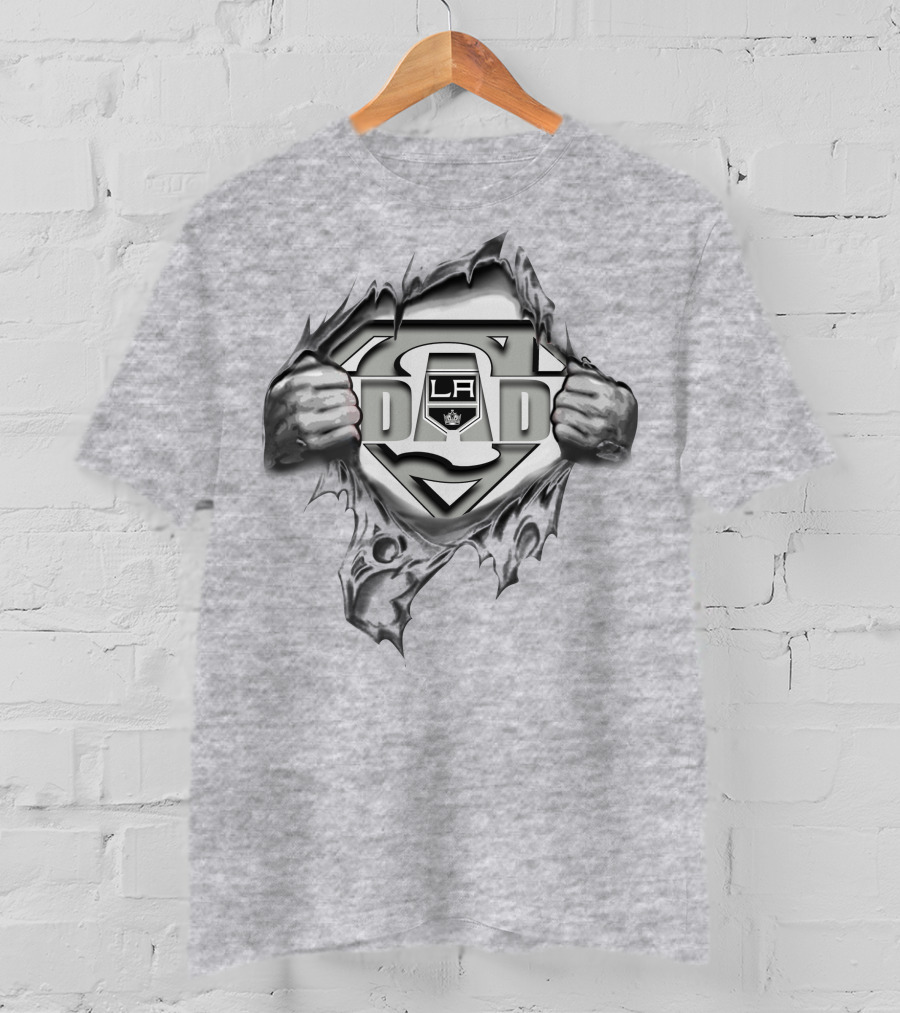 Los Angeles Kings Super Dad Emblem With Shield And Torn T-Shirt