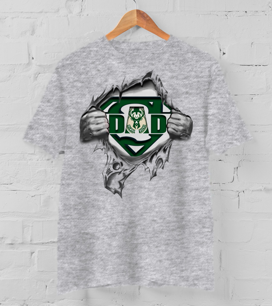 Milwaukee Bucks Super Dad S Logo Badge With Deer T-Shirt