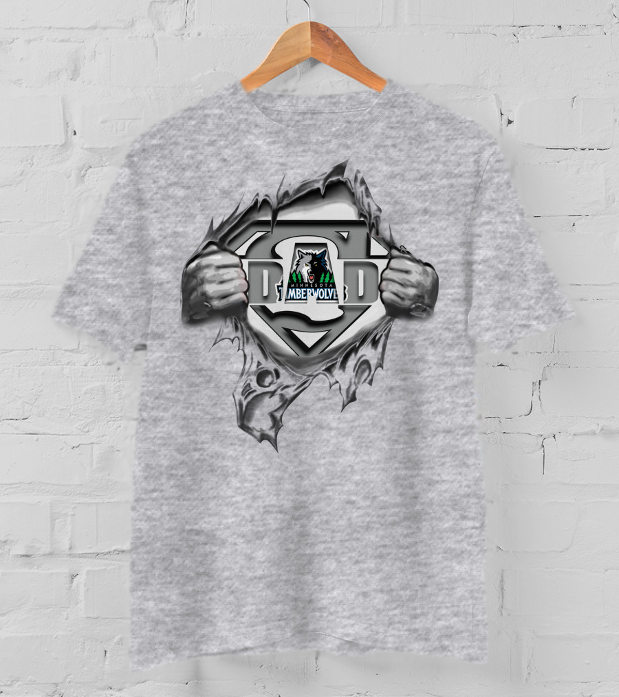 Timberwolves Super Dad Hero Emblem T-Shirt