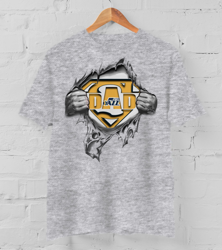 Utah Jazz Super Dad Hero Reveal T-Shirt