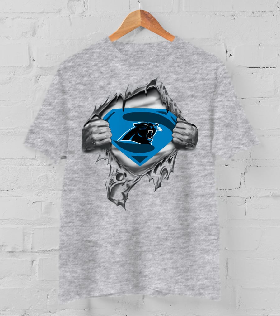 Carolina Panthers Ripped Superman Chest T-Shirt