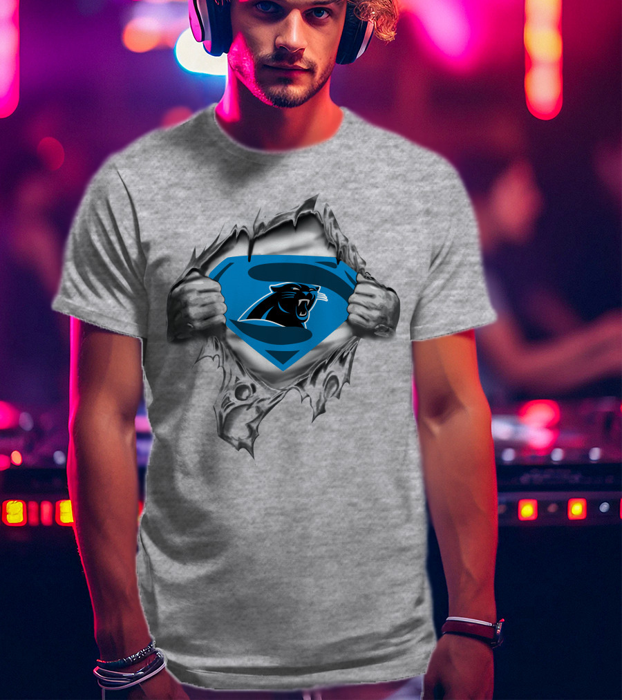 Carolina Panthers Ripped Superman Chest T-Shirt
