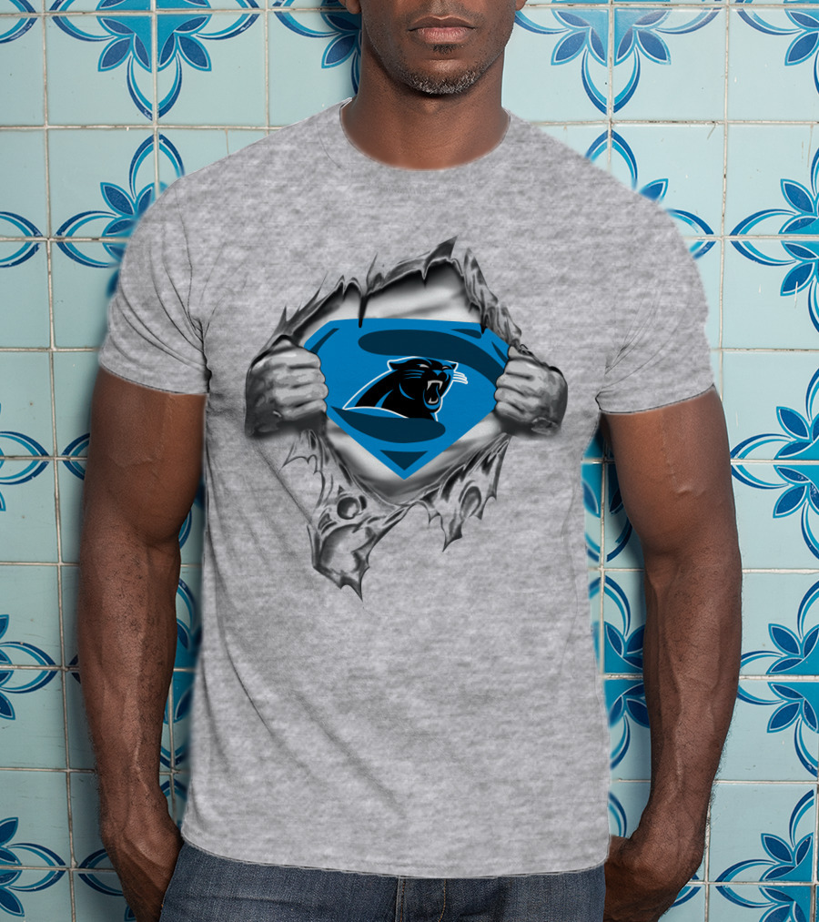 Carolina Panthers Ripped Superman Chest T-Shirt
