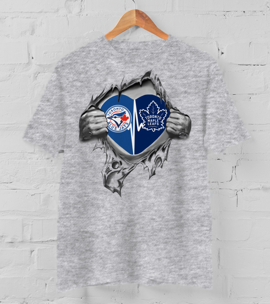 Blue Jays Maple Leafs Heart Toronto Sports Love T-Shirt