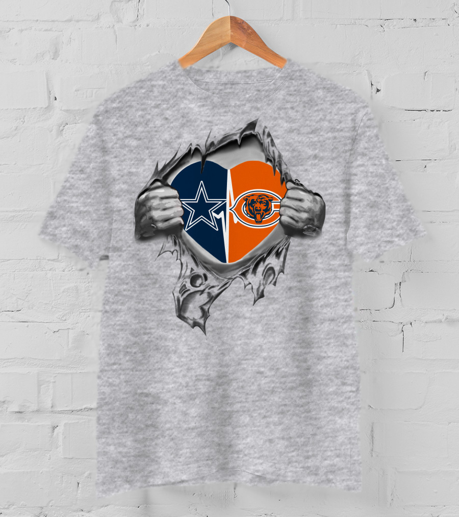 Dallas Cowboys Vs Chicago Bears Heart T-Shirt