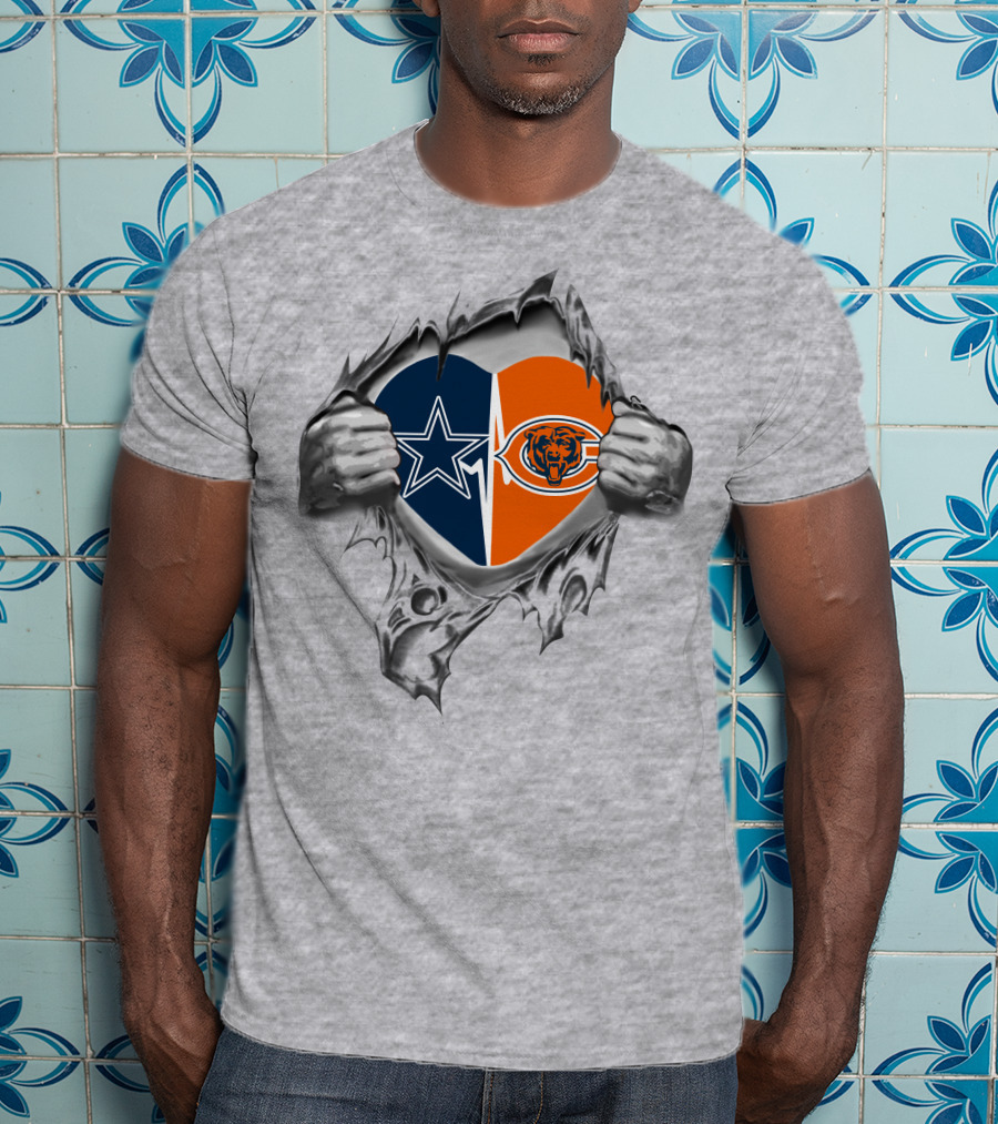 Dallas Cowboys Vs Chicago Bears Heart T-Shirt